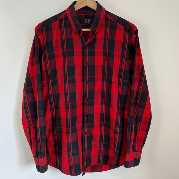 Simons Other - Le 31 Simons Men’s 15.5 R Red Black Plaid Long Sleeve Button Down Shirt Casual